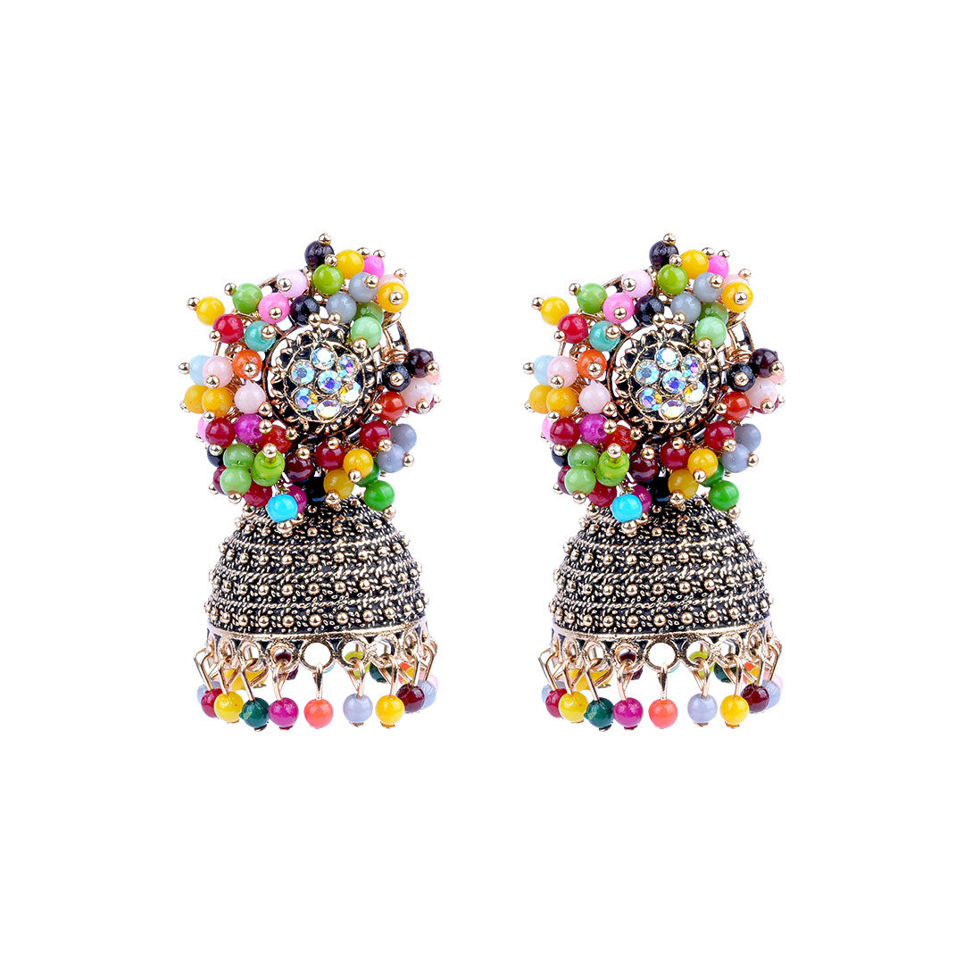 Gold-Plated Stone-Studded Jhumkas Earrings