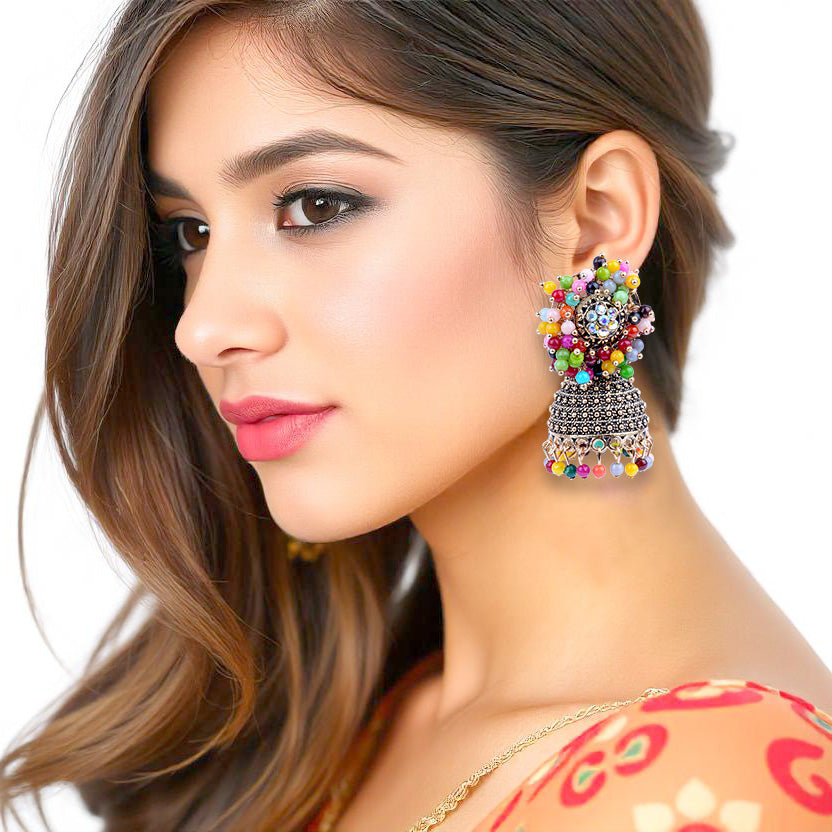 Gold-Plated Stone-Studded Jhumkas Earrings